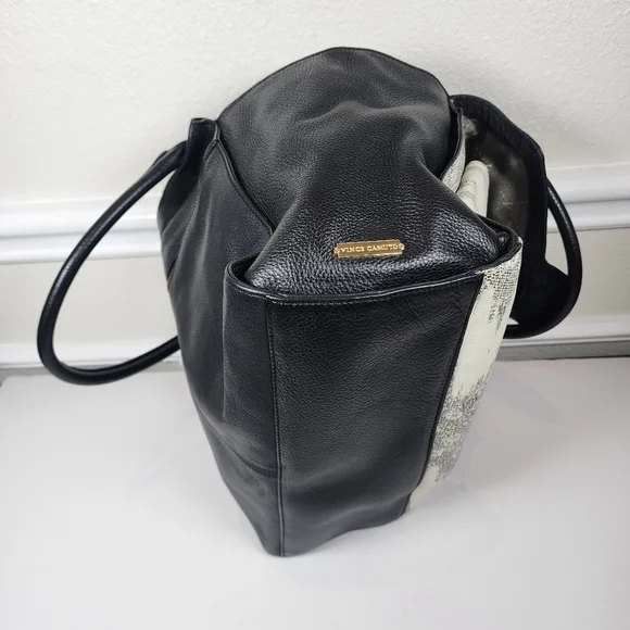 Vince Camuto Julia Satchel White And Black Bag - Picture 10 of 16